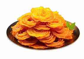 Photo dried mango slices on plate isolated in no background with clipping path