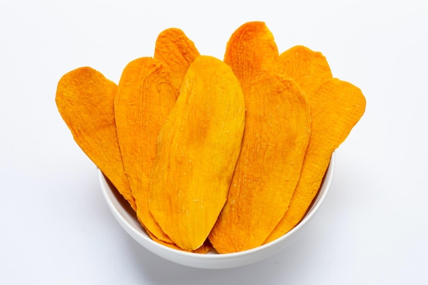 Dried mango on white background