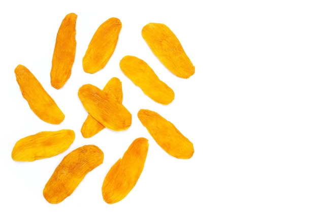 Dried mango on white background