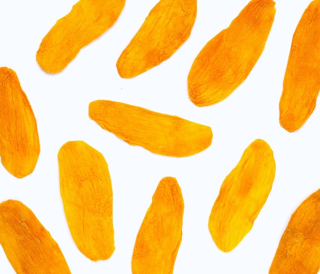 Dried mango on white background