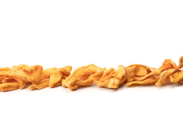 Dried melon slices isolated on a white background