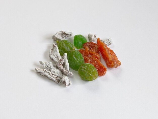 Dried mixed fruit on isolated background