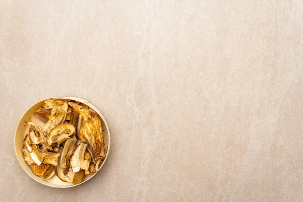 Dried mushrooms in a bowl