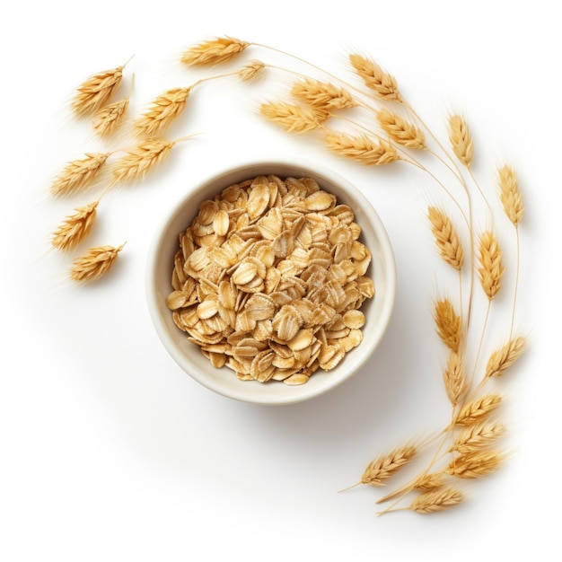 Dried Oat clusters isolated on white background Generative AI