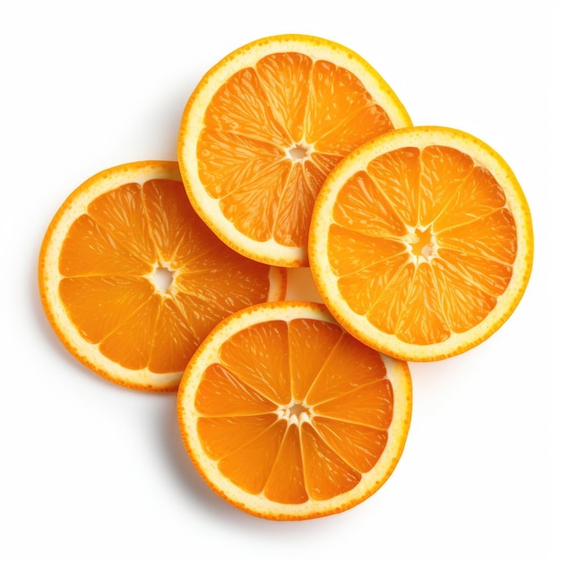 Сушеные порции апельсинов, выделенные на белом фоне