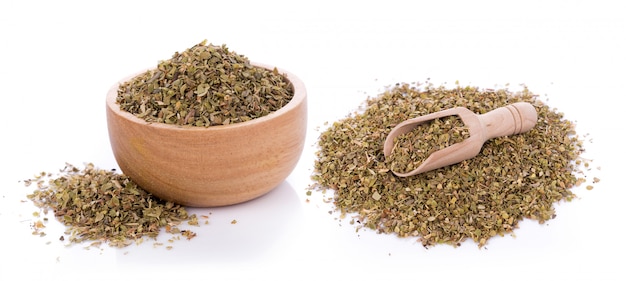 Dried Oregano on white background