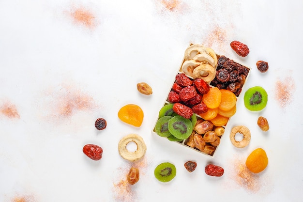 dried organic fruits assortment.
