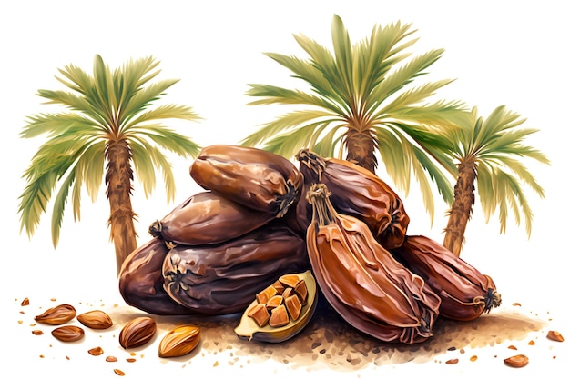 Photo dried palm fruits or kurma for ramadan food generative ai