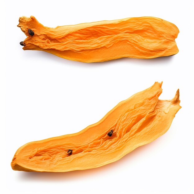 Dried Papaya Meat on White Background without Shadow