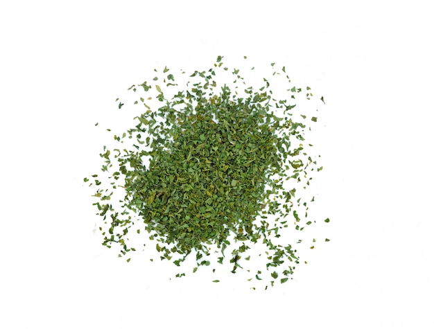 Dried parsley isolated on white surface