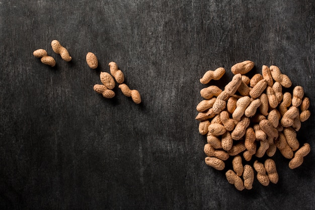 Dried peanut on dark background