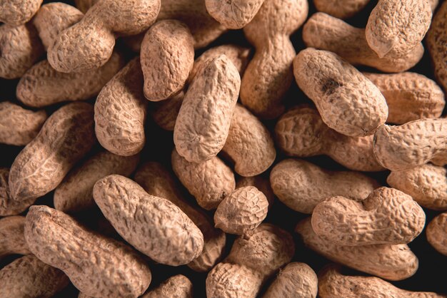 Dried peanut put by a row