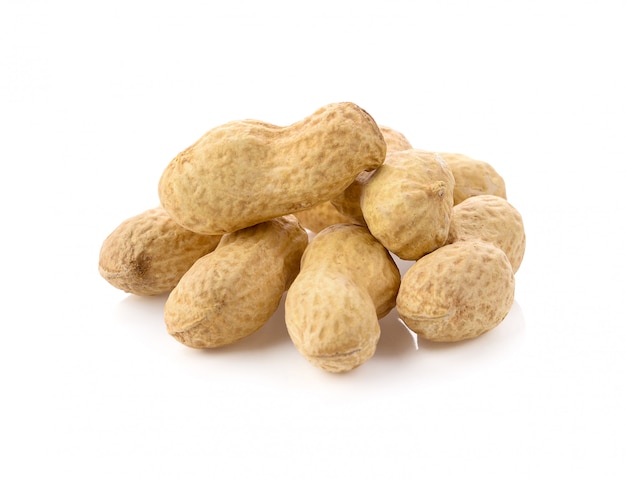 Dried peanuts isolated on white background