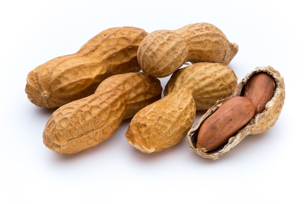 Dried peanuts on white