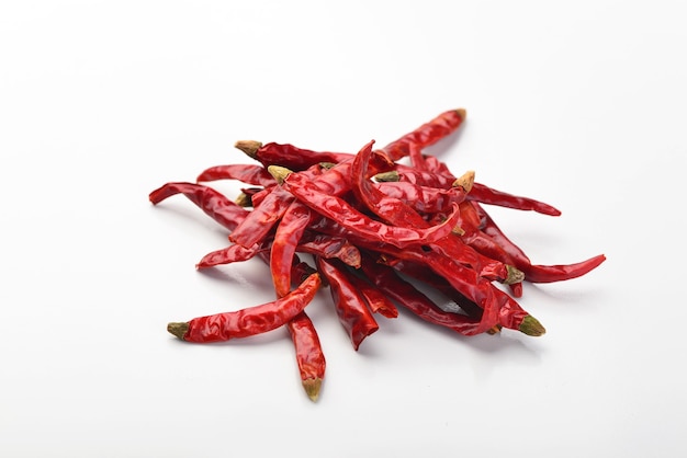 Dried pepper on white background