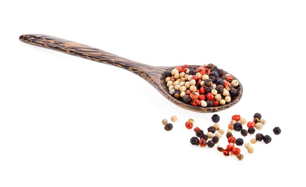 Dried peppers seeds in wood spoon