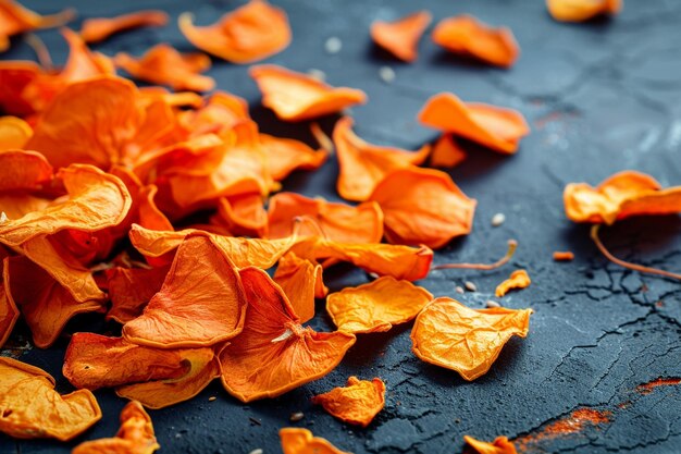 Dried persimmon on a black table