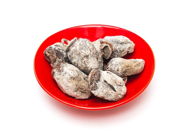 Dried persimmon on white background