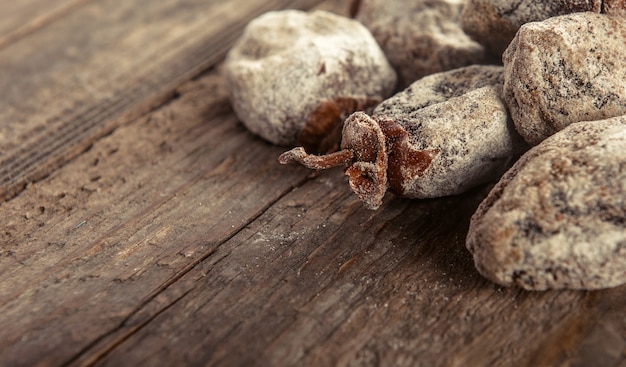 Dried persimmon on wooden background