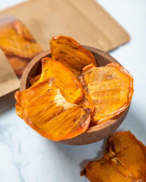 Dried persimmons close up