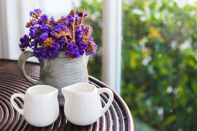 dried purple flower in pot