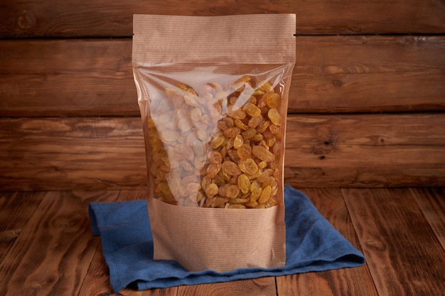 Dried raisins in craft Eco Packaging