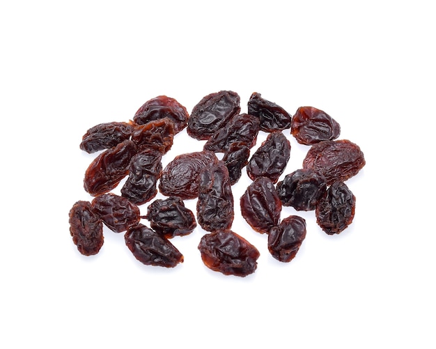 Dried raisins isolated on white