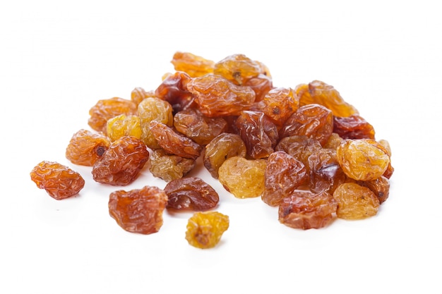 Dried raisins on white 