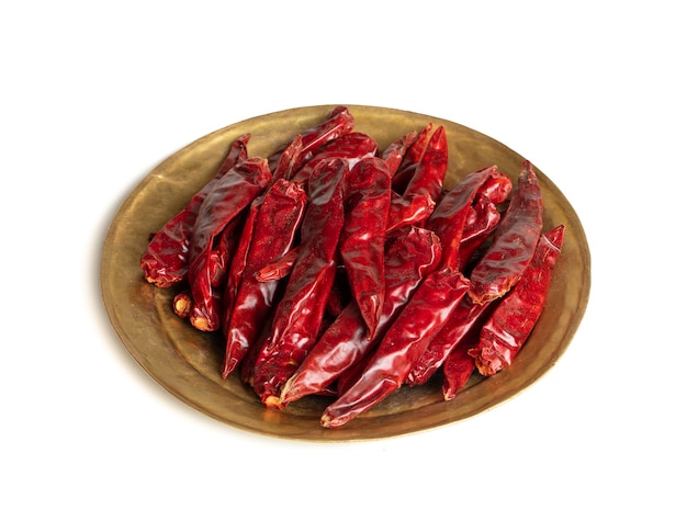 Dried Red Chili Peppers on White Background