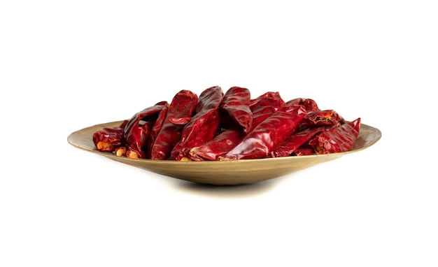 Dried Red Chili Peppers on White Background