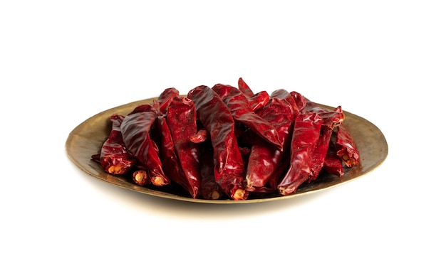 Dried Red Chili Peppers on White Background