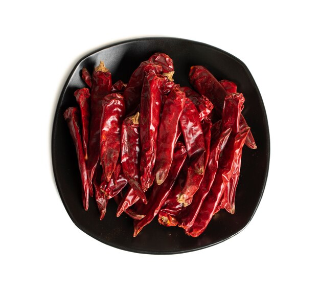 Dried Red Chili Peppers on White Background