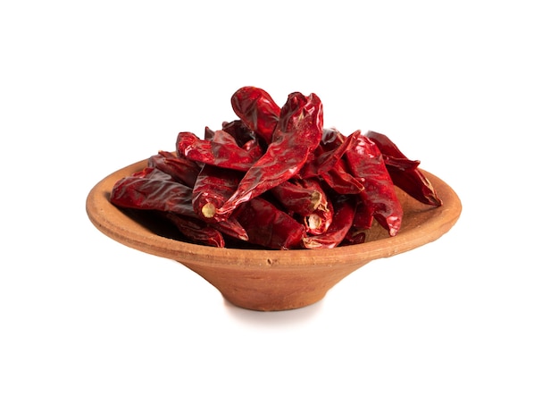 Dried Red Chili Peppers on White Background