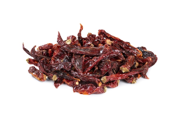 Dried Red Chili Peppers on White