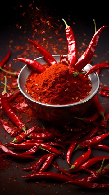 Premium Photo | Dried red chilli red chilli powder chilli leaves on