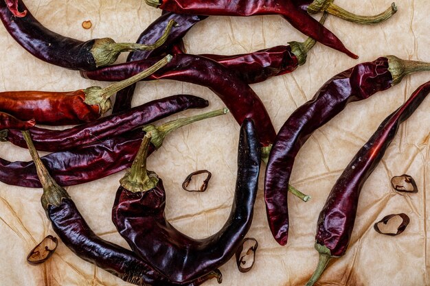 Dried red chillies.