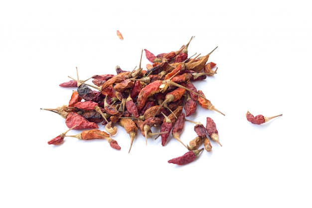 Dried red chilly isolated on white background