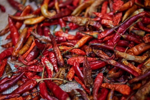 Photo dried red hot chili pepper