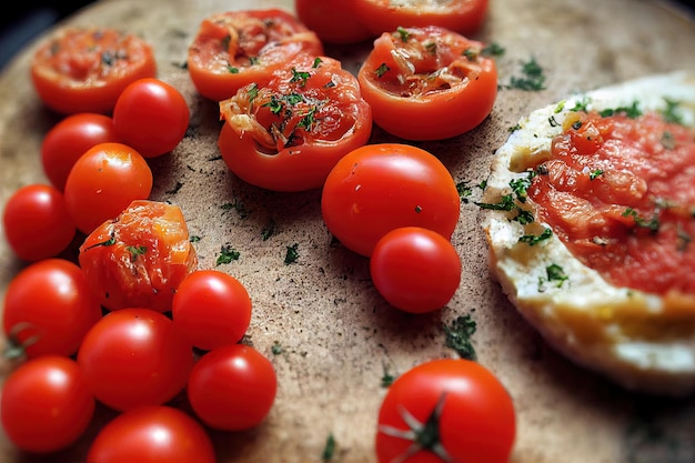 ブルスケッタ イタリア料理のスパイスと乾燥し、ロースト トマト