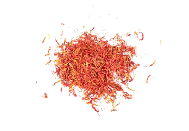 Dried safflower on white background