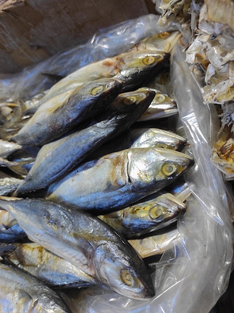 Dried salted fish in the market