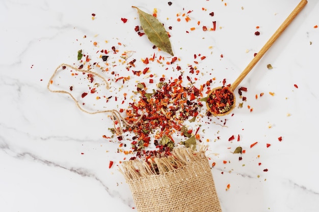 Dried seasoning with pepper