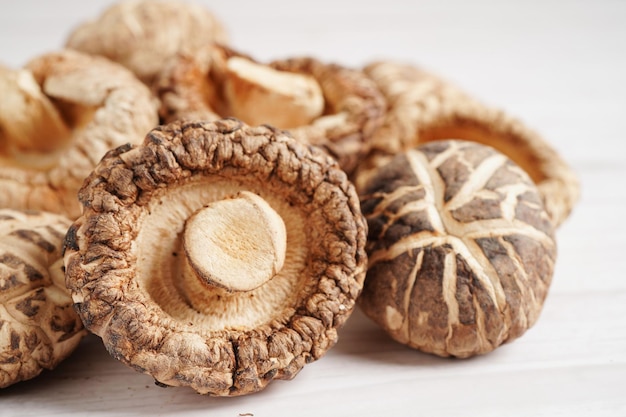 Dried shiitake mushroom isolated on white background with clipping path healthy food