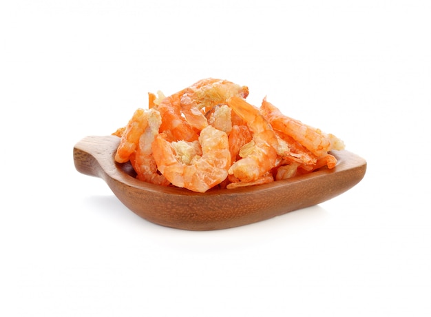 Dried shrimp on white b