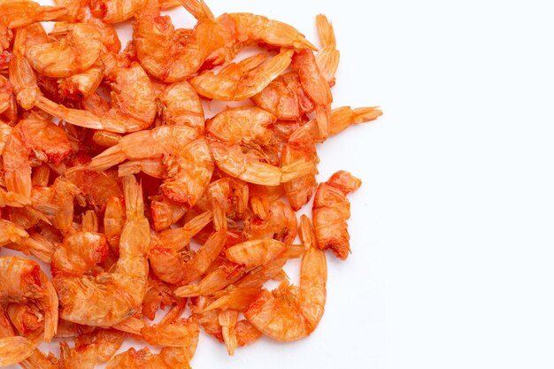 Dried shrimp in white background