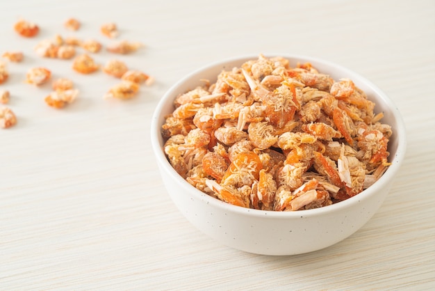 dried shrimps or dried salted prawn in bowl