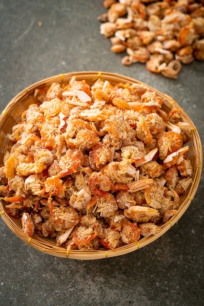 dried shrimps or dried salted prawn in bowl