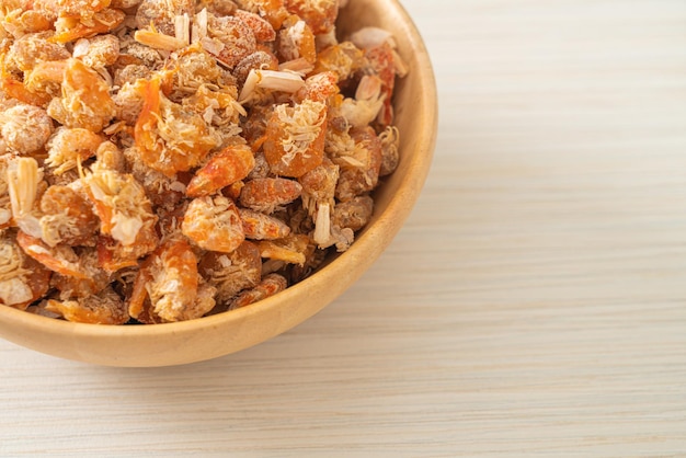 dried shrimps or dried salted prawn in bowl