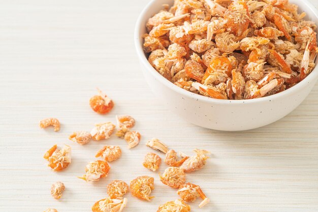 dried shrimps or dried salted prawn in bowl