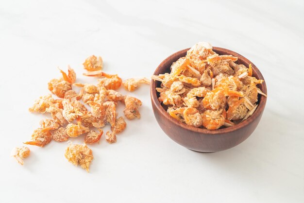 dried shrimps or dried salted prawn in bowl